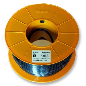 212501_ koaxiální kabel 6,6mm, PE, vnitřní vodič 1,13mm Cu, opletení Al, černý, balení 100m