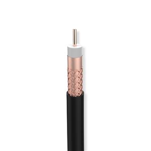 2140_ koax. kabel venkovní 15mm, černý, PE, vnitřní vodič 2,7mm Cu, opletení Cu, balení 500m