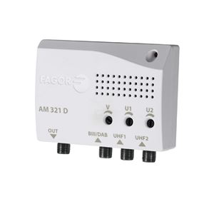 AM 221_ zesilovač, 30-38 dB, 2 vstupy BIII/DAB-UHF, 1 výstup, LTE700