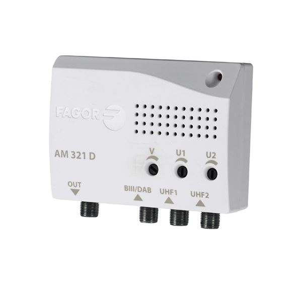AM 221_ zesilovač, 30-38 dB, 2 vstupy BIII/DAB-UHF, 1 výstup, LTE700