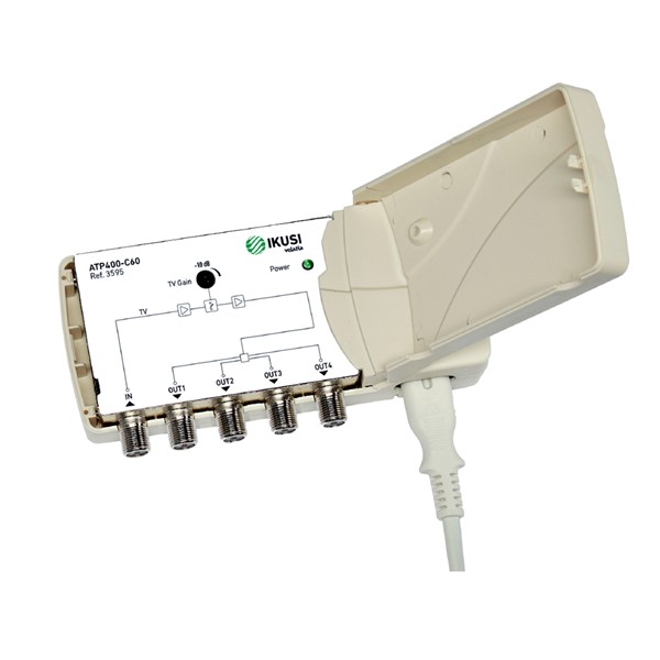 ATP-400_ zesilovač, 1 vst., 4 výst., 47-694 MHz, 103 dBµV, LTE700